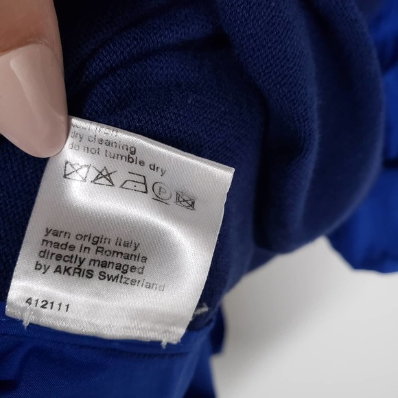 Akris Punto Mixed Material Dress 6 Blue Sweater Shirtdress - Picture 10 of 10